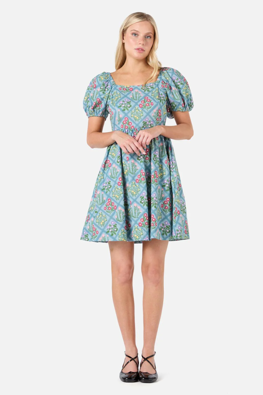 Lattice Floral Mini Dress - Olabens