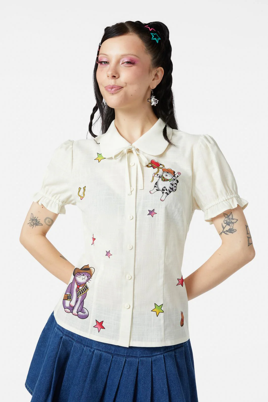Meowdy Badge Blouse - Olabens