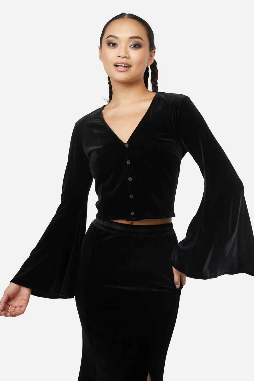 Obsidian Velvet Flare Top - Olabens