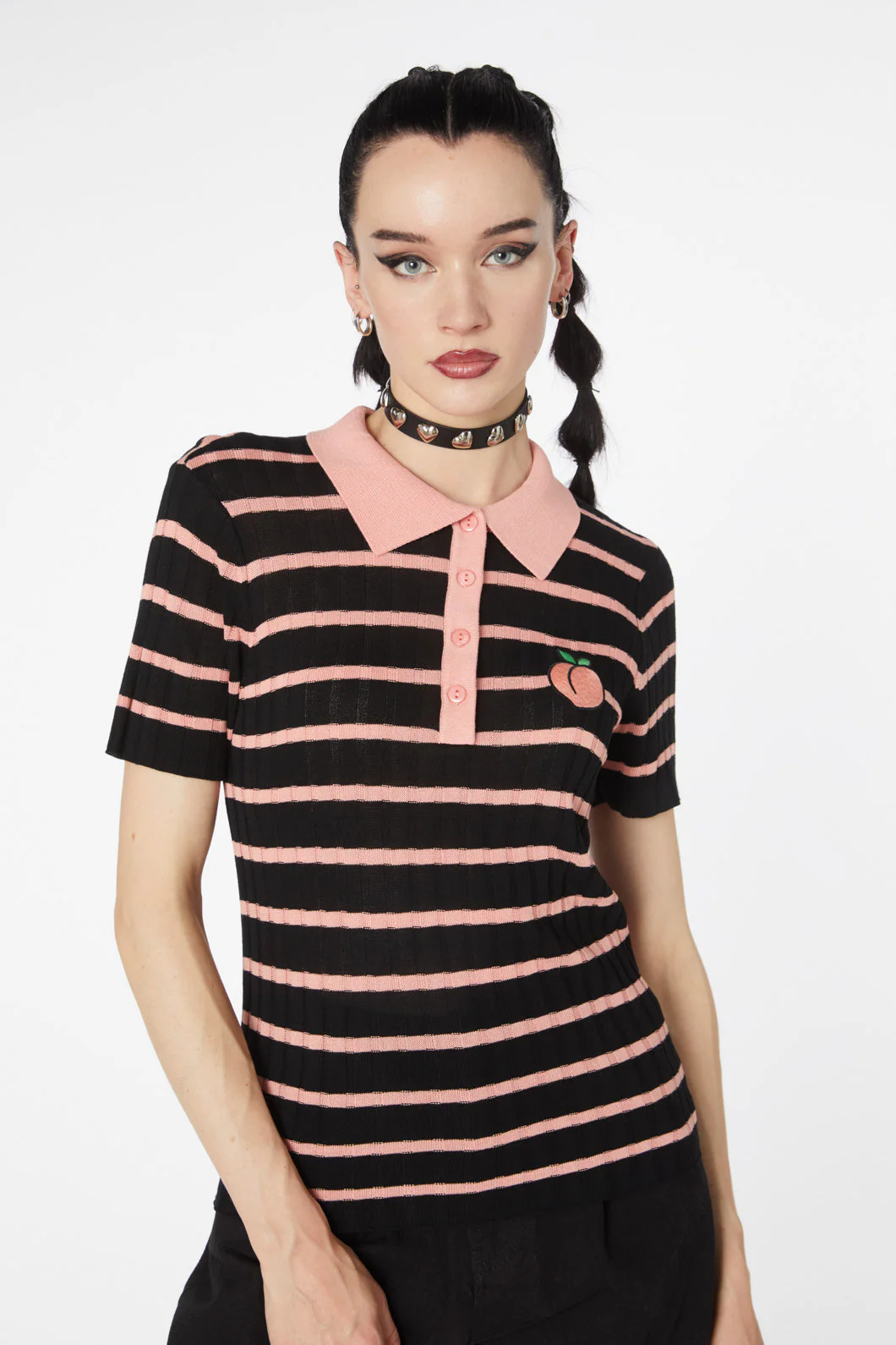 Stripey Peach Collar Knit - Olabens