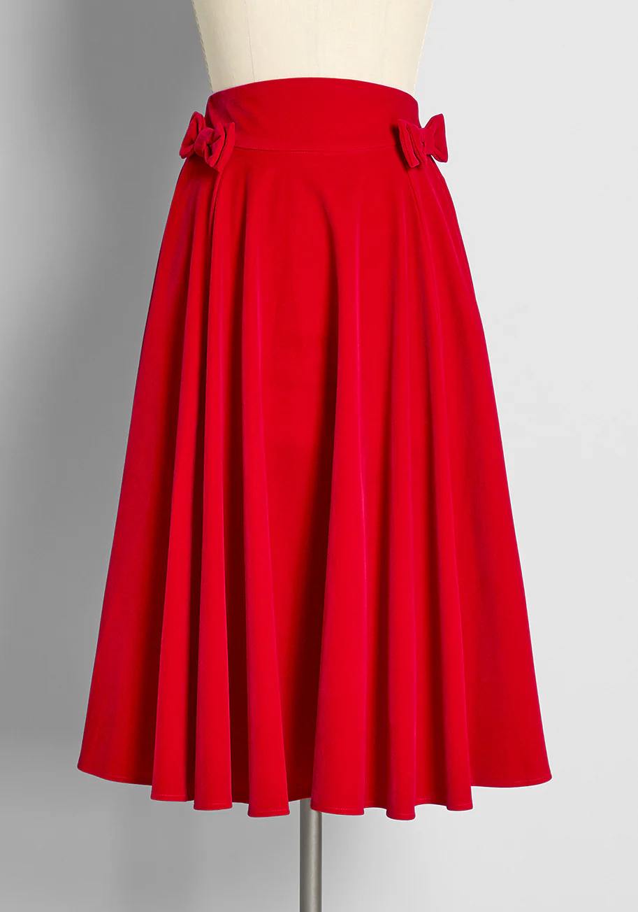 Bows Like Prose Velvet Swing Skirt - Olabens