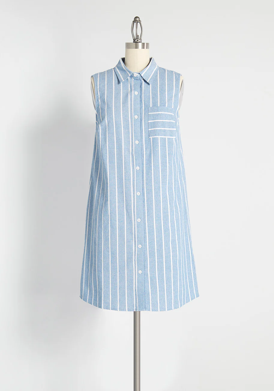 Prep Outside Striped Shirt Dress - Olabens