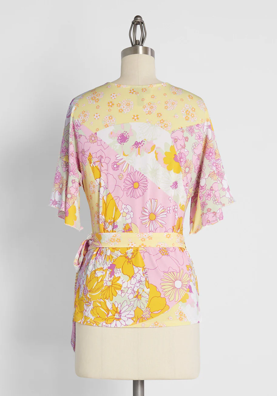 Flouncing in Floral Fields Wrap Top - Olabens