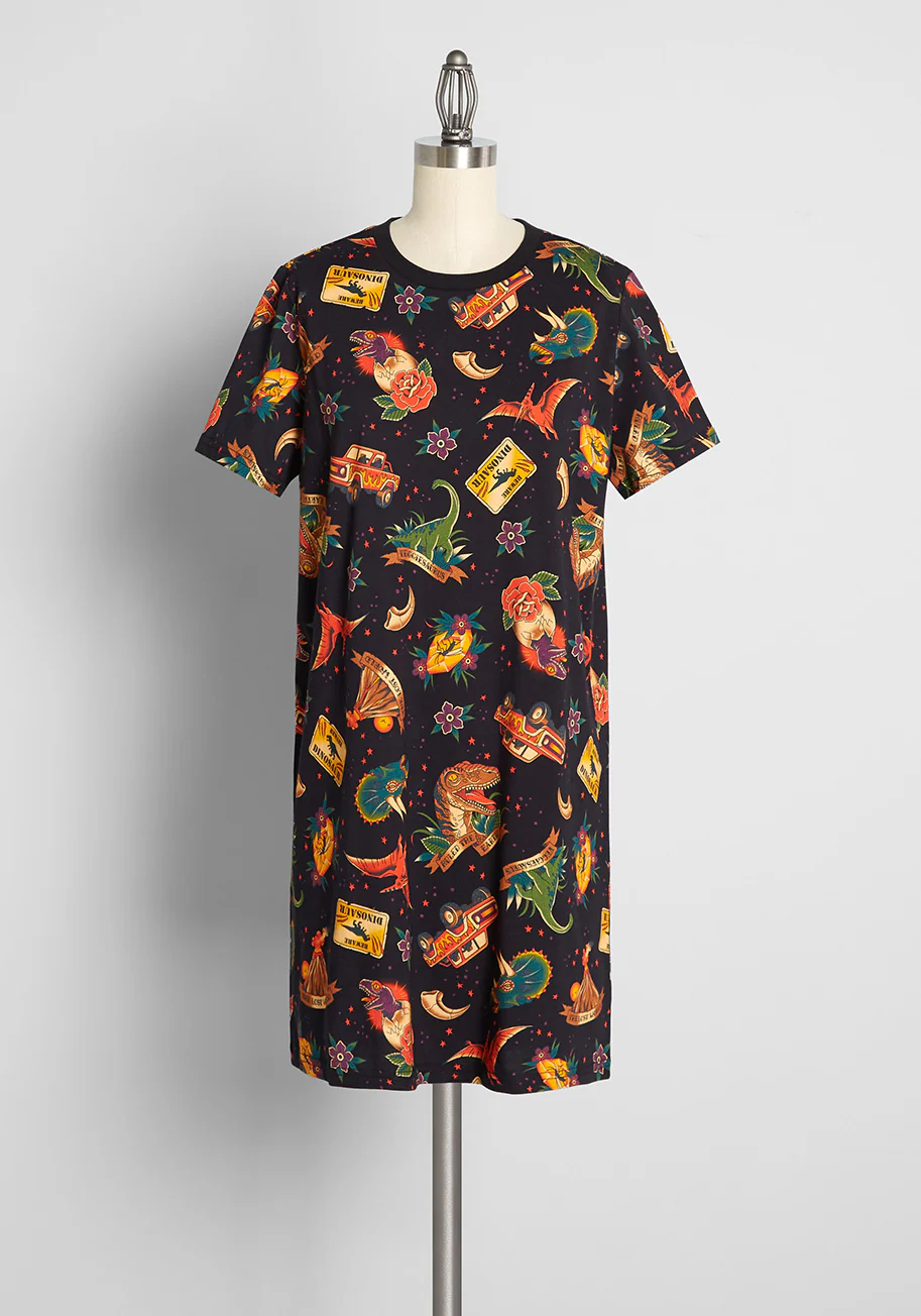Cruising Through Time T-Shirt Dress - Olabens