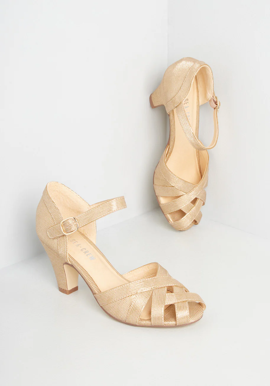 Spinning Gold Ankle Strap Heel - Olabens