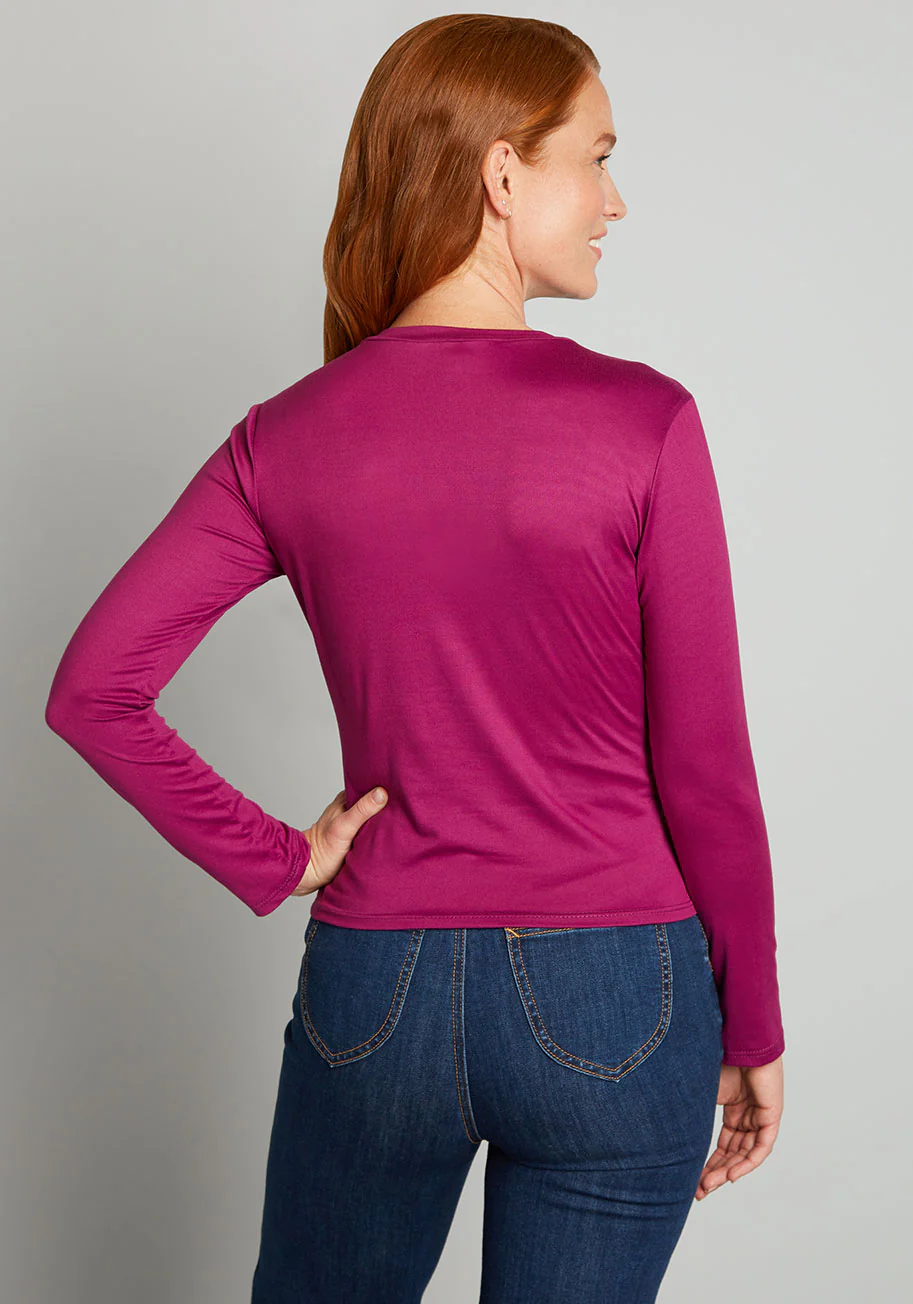 A Twist Of Fun Long Sleeve Knit Top - Olabens