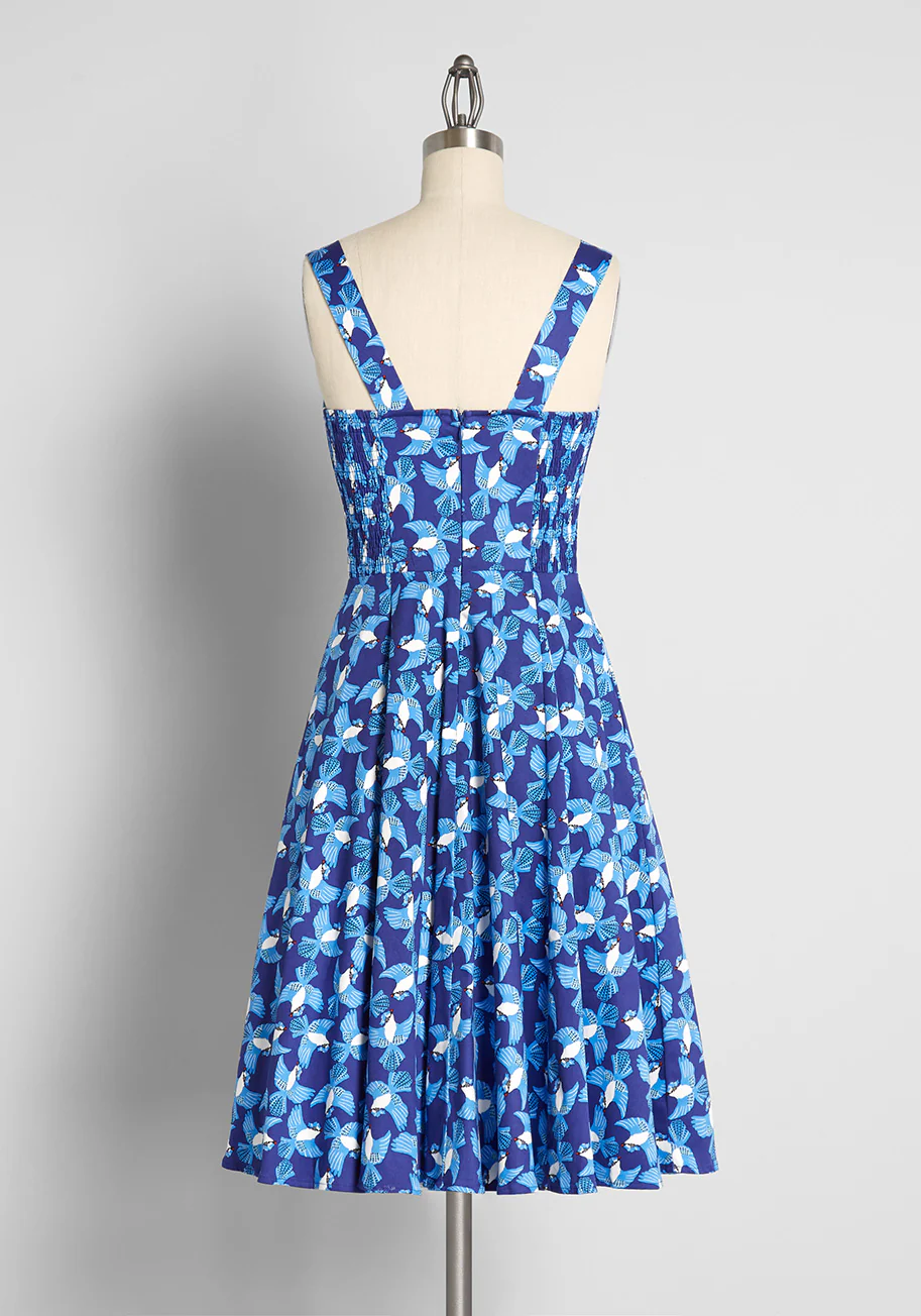 Blue Jays on the Wing Swing Dress - Olabens