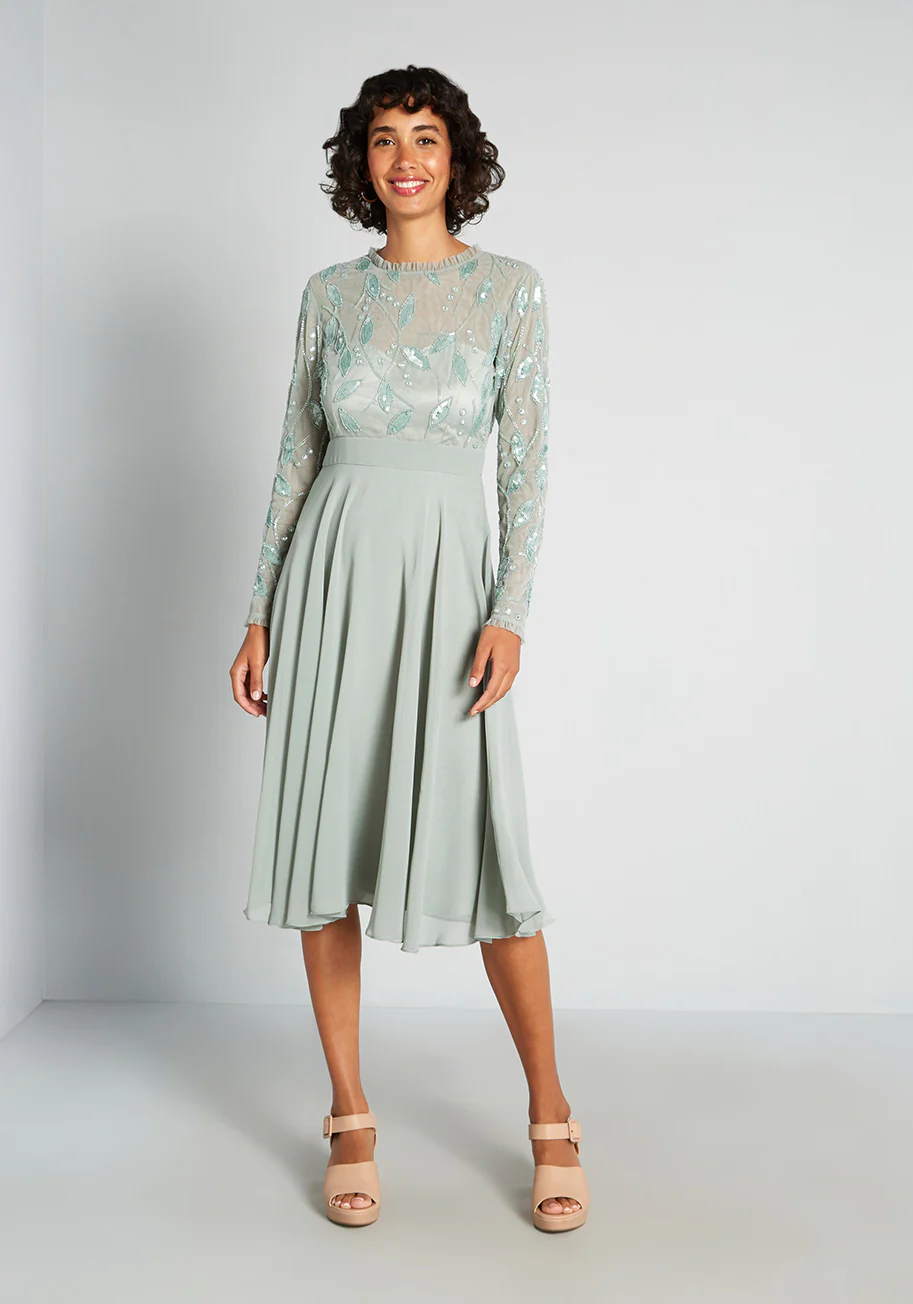 Wandering Amongst the Lily Leaves Midi Dress - Olabens