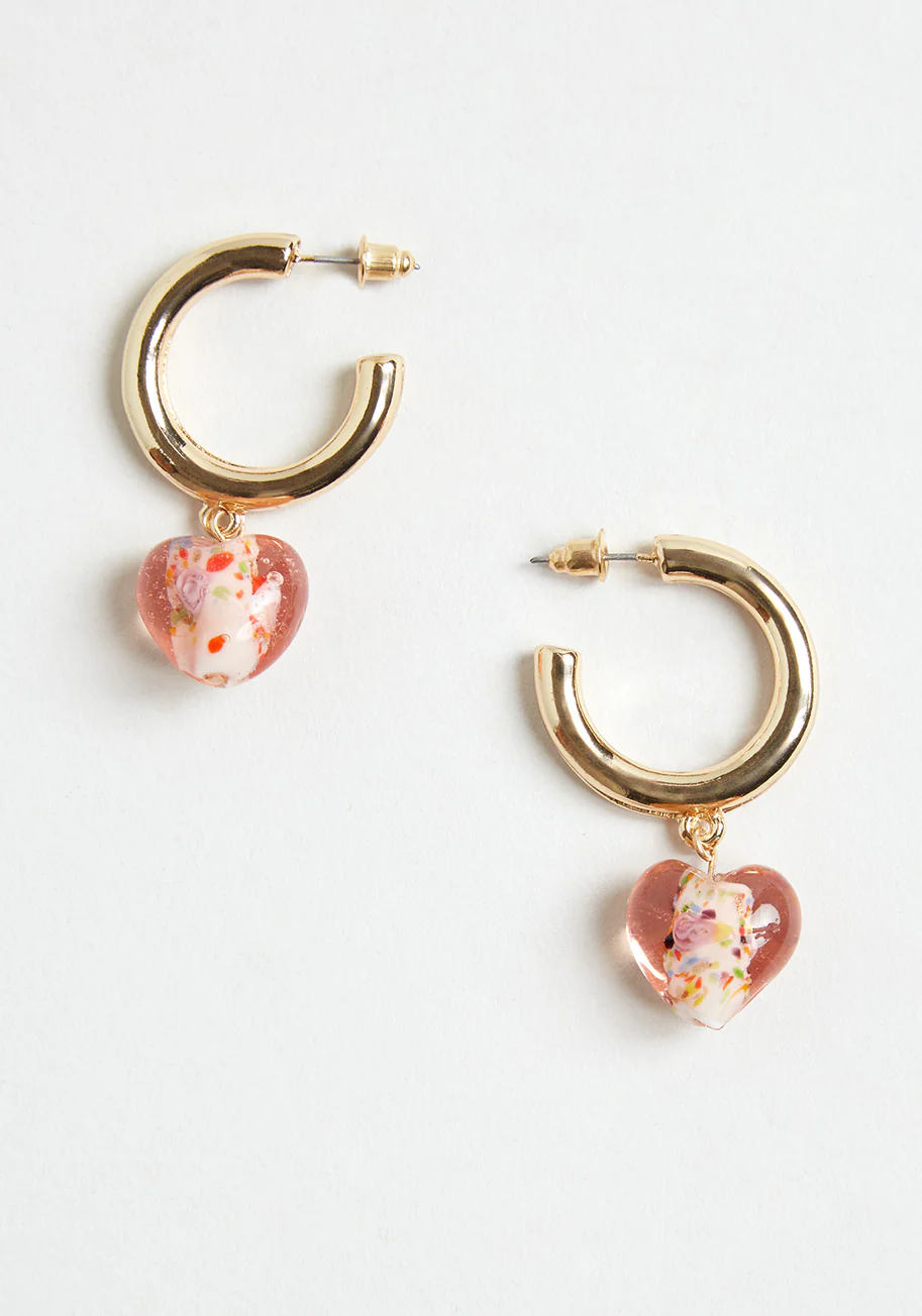 Drop Of The Heart Hoop Earrings - Olabens