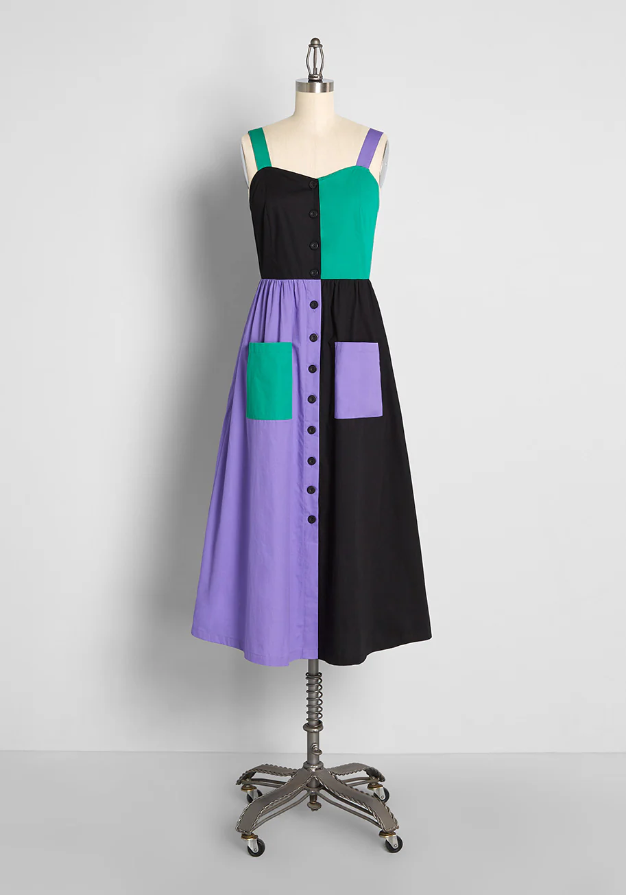 Retro Block Party Midi Dress - Olabens