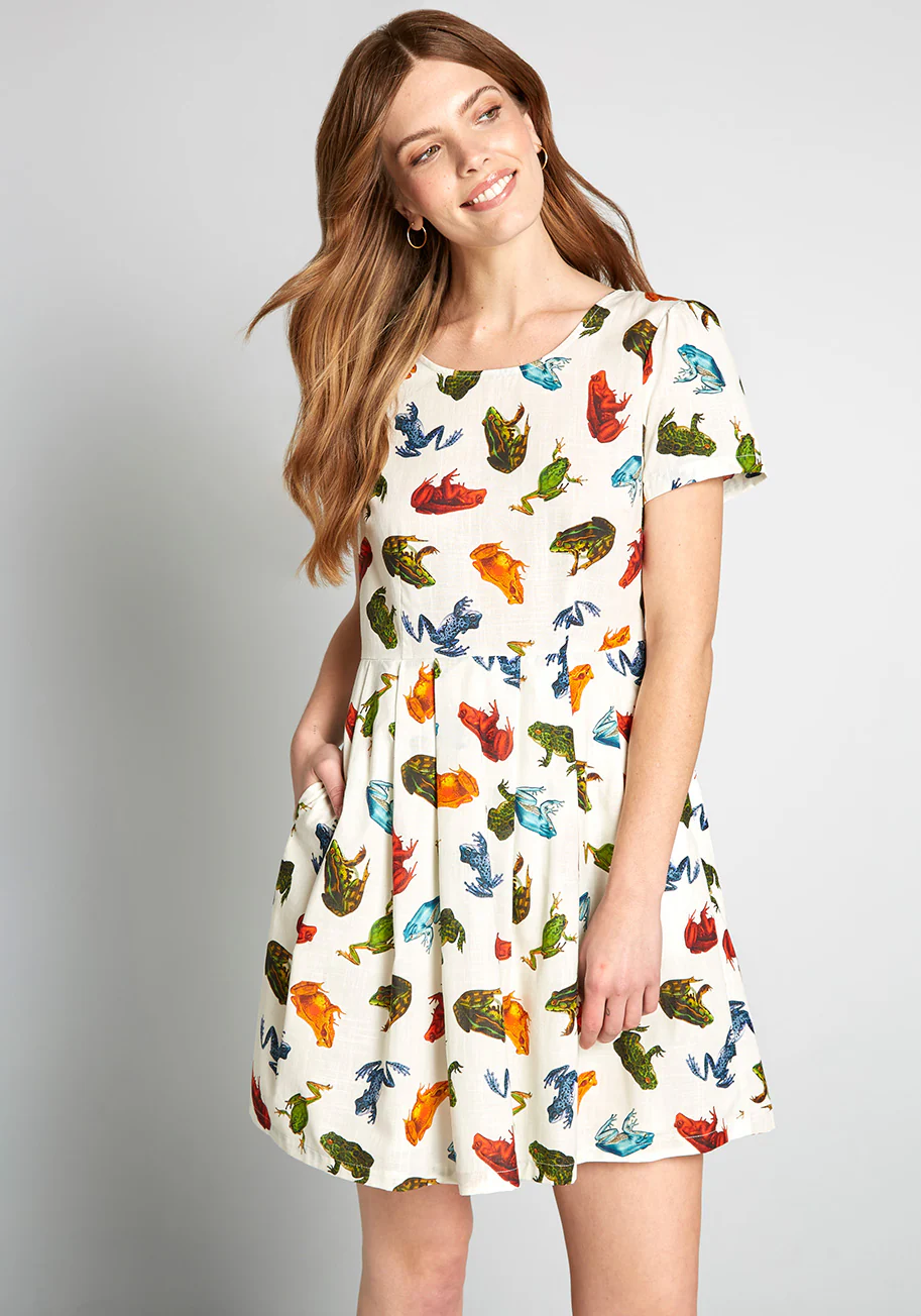 Trippy Tree Frogs Mini Dress - Olabens