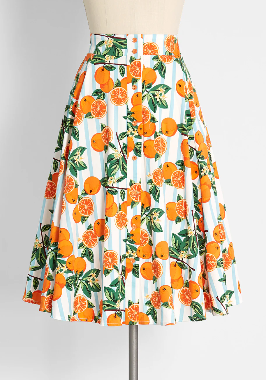 Isnyt x Collectif Orange You Sweet A-Line Skirt - Olabens