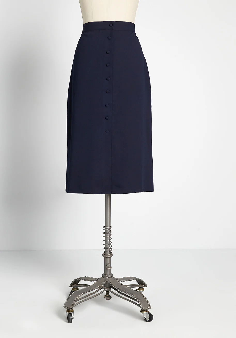 Buttoned Up in Style Midi Skirt - Olabens