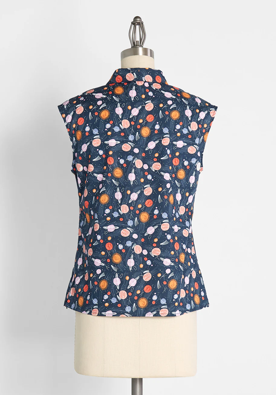 Always In Orbit Tie-Neck Top - Olabens