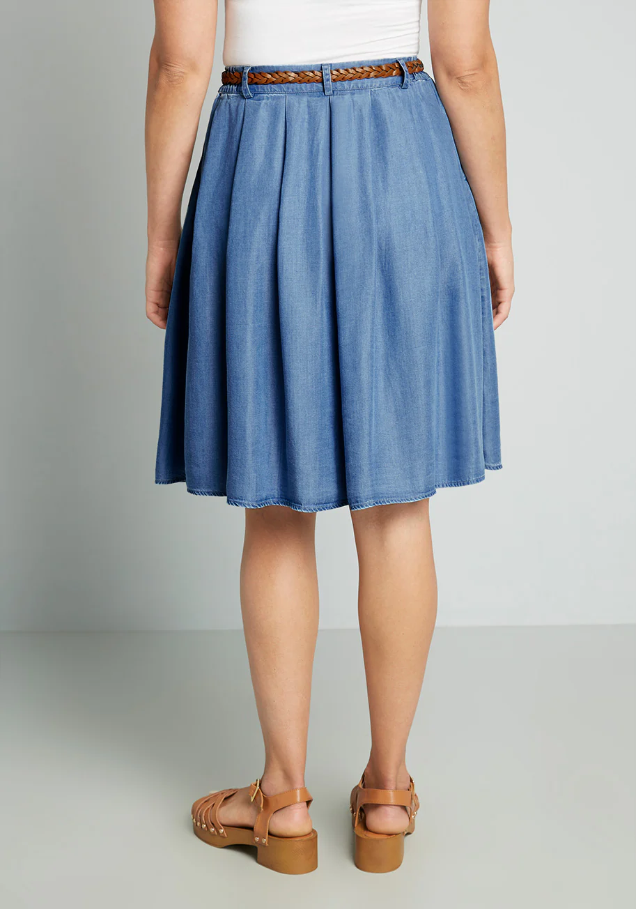 Bookstore's Best Chambray A-Line Skirt - Olabens