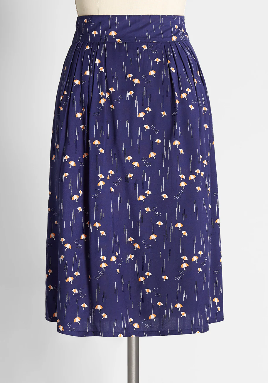 Rambunctious Raindrops Button-Up Skirt - Olabens