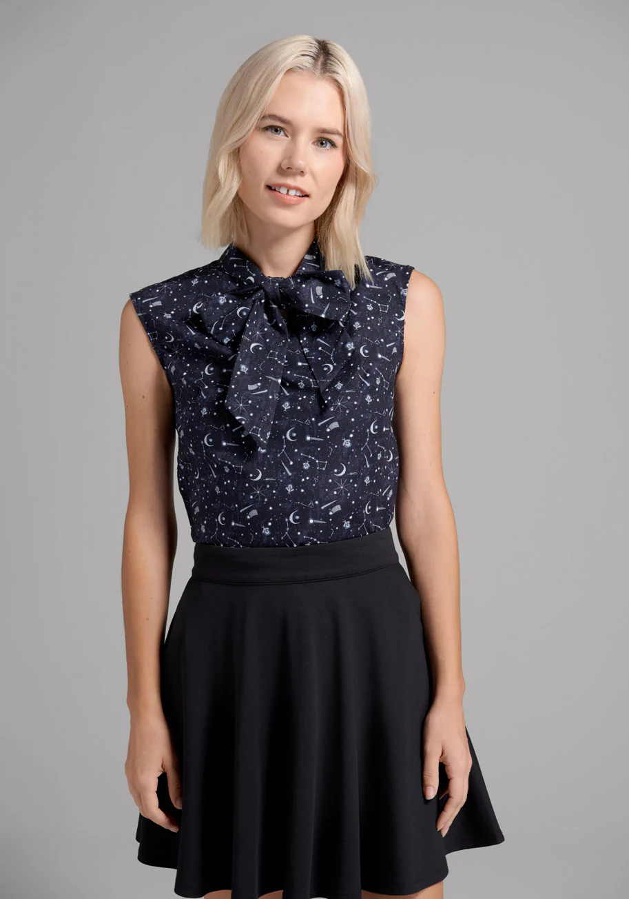 Cherished Constellations Tie-Neck Top - Olabens