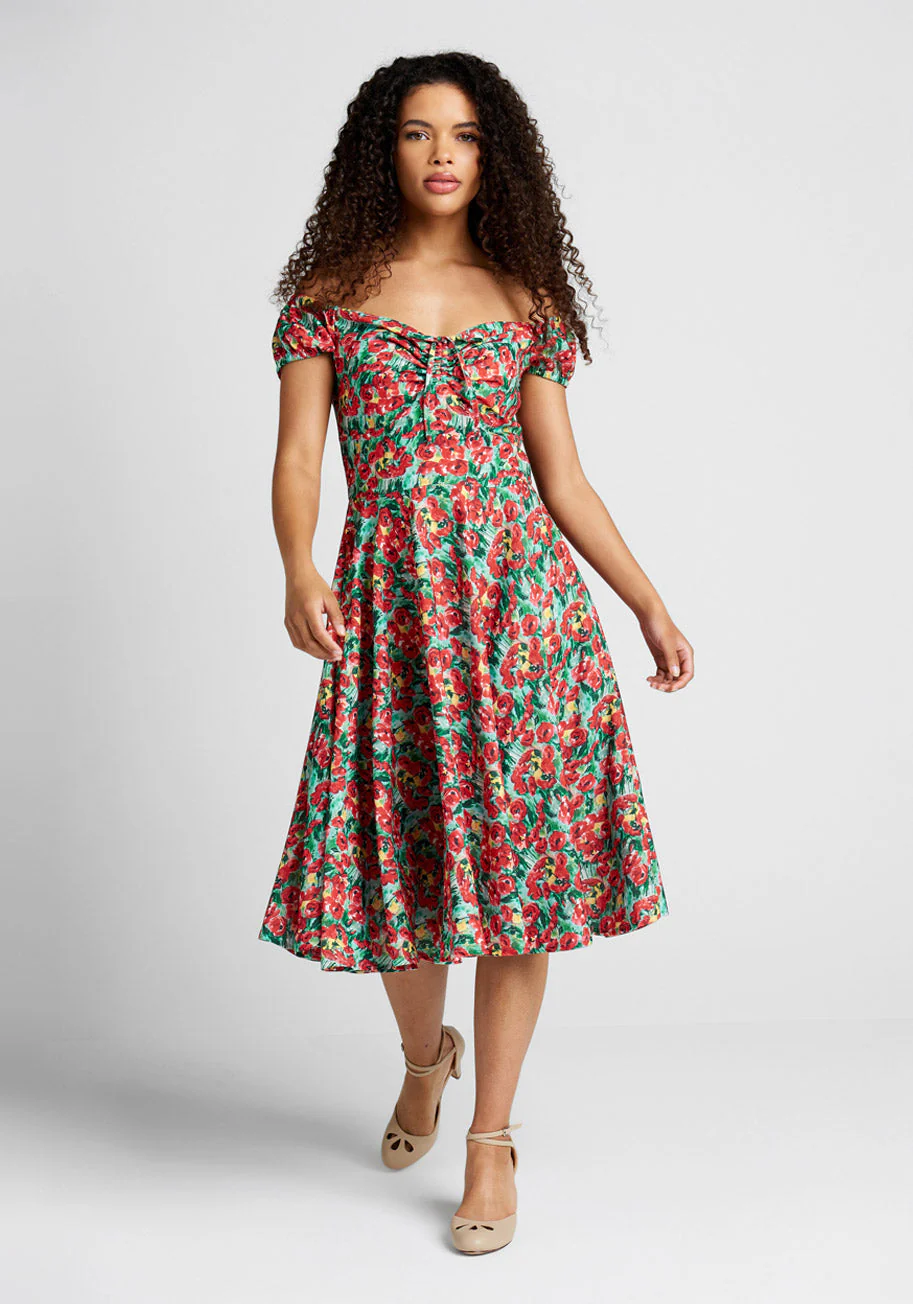 Sheen of Spring Fit And Flare Dress - Olabens