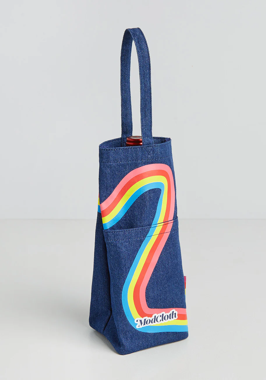 Groovy Denim Wine Tote Bag - Olabens