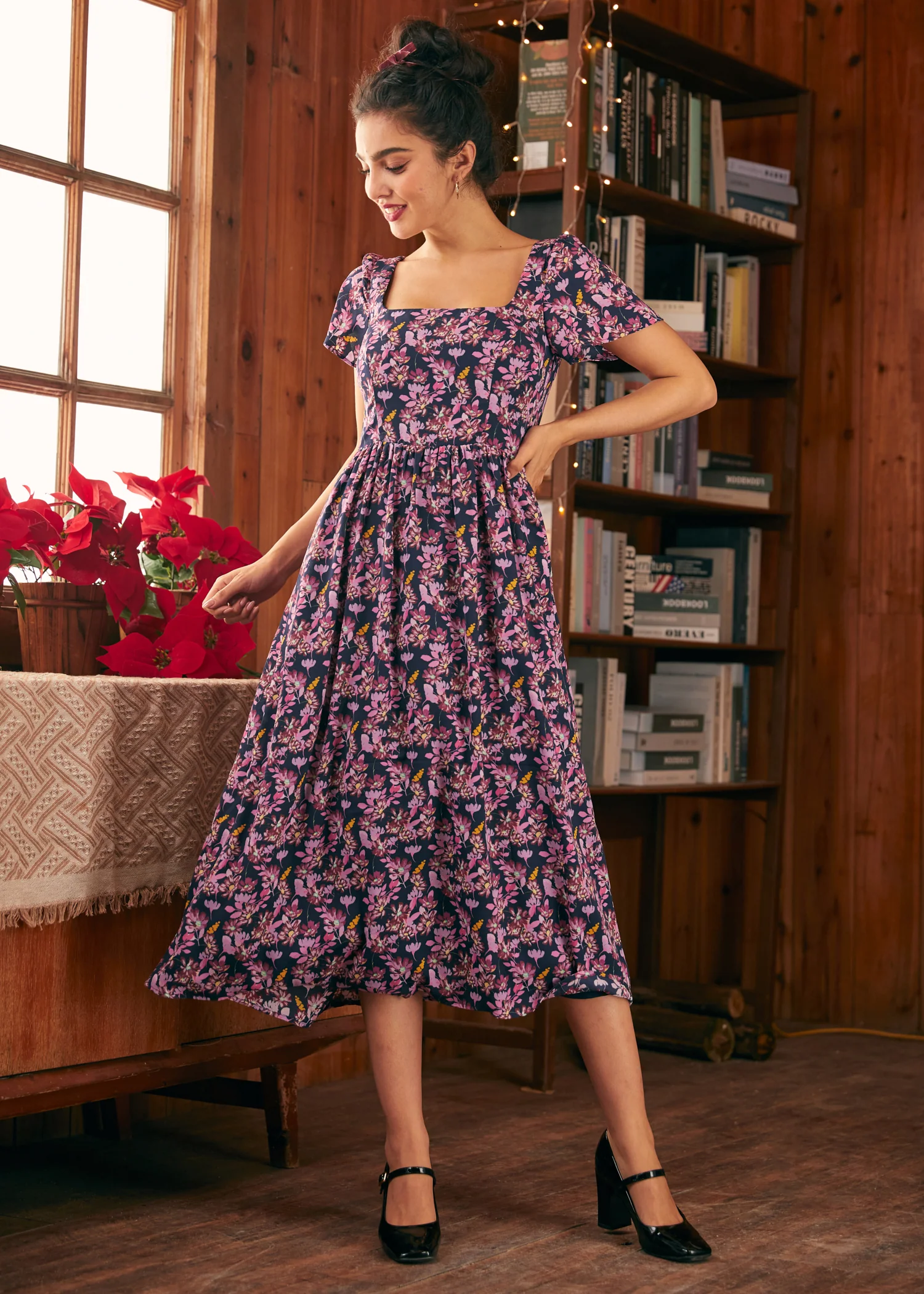 Timeless Tapestry Square Neck Dress - Olabens