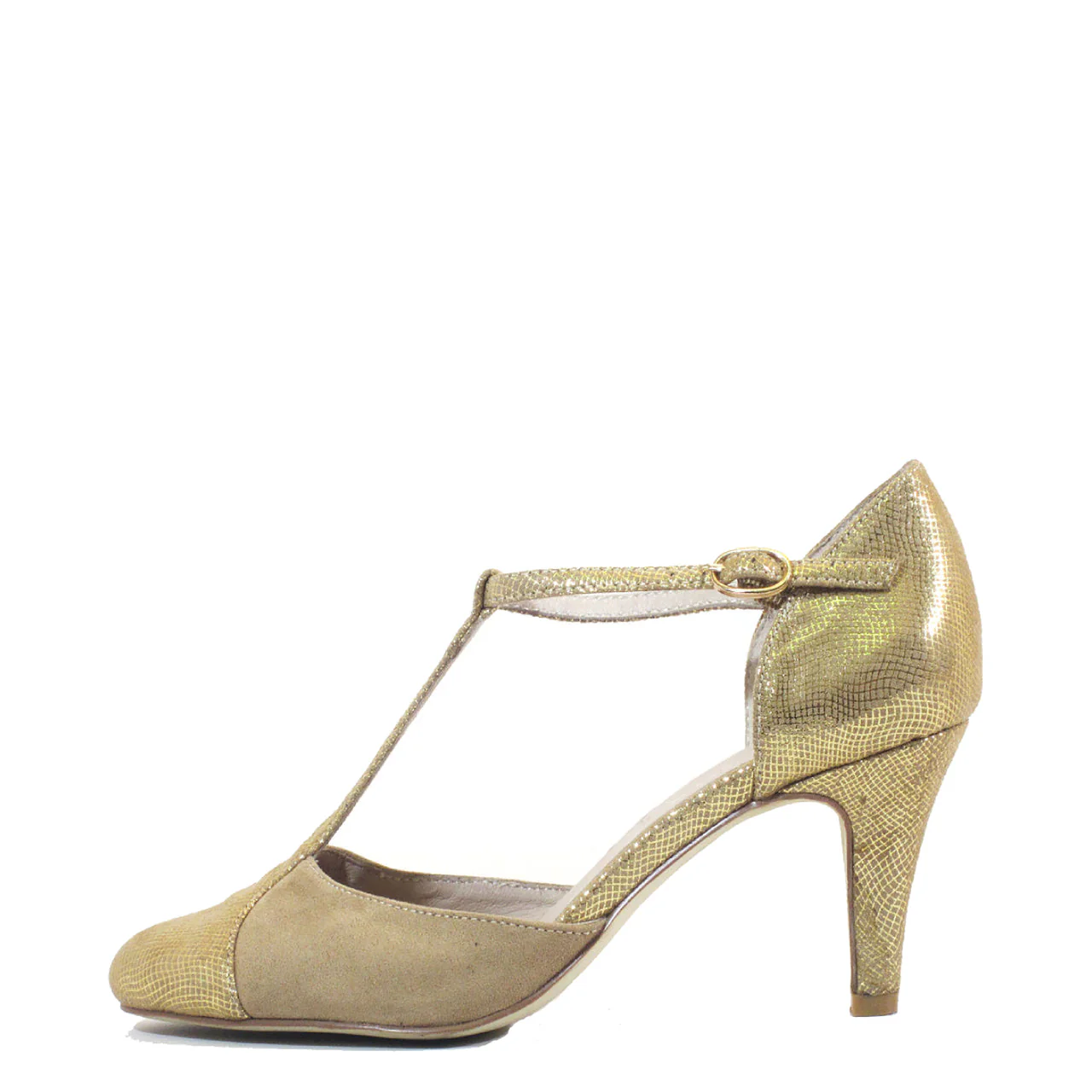 Mimosa T-Strap Gold Heels - Olabens