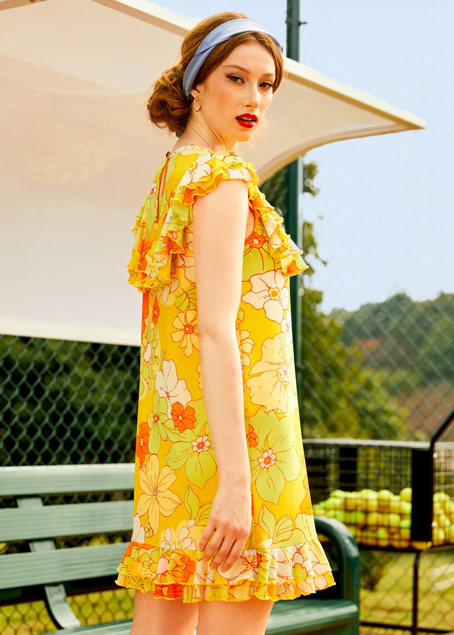 That Tropical 'Frilling' Mesh Mini Dress - Olabens