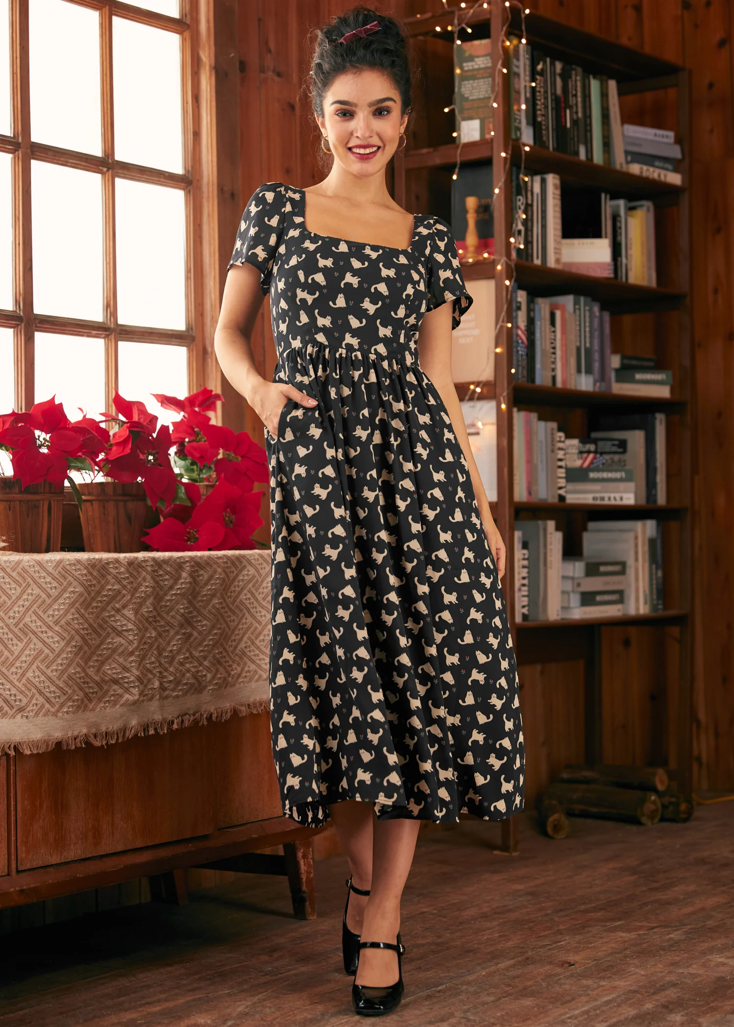 Timeless Tapestry Square Neck Dress - Olabens