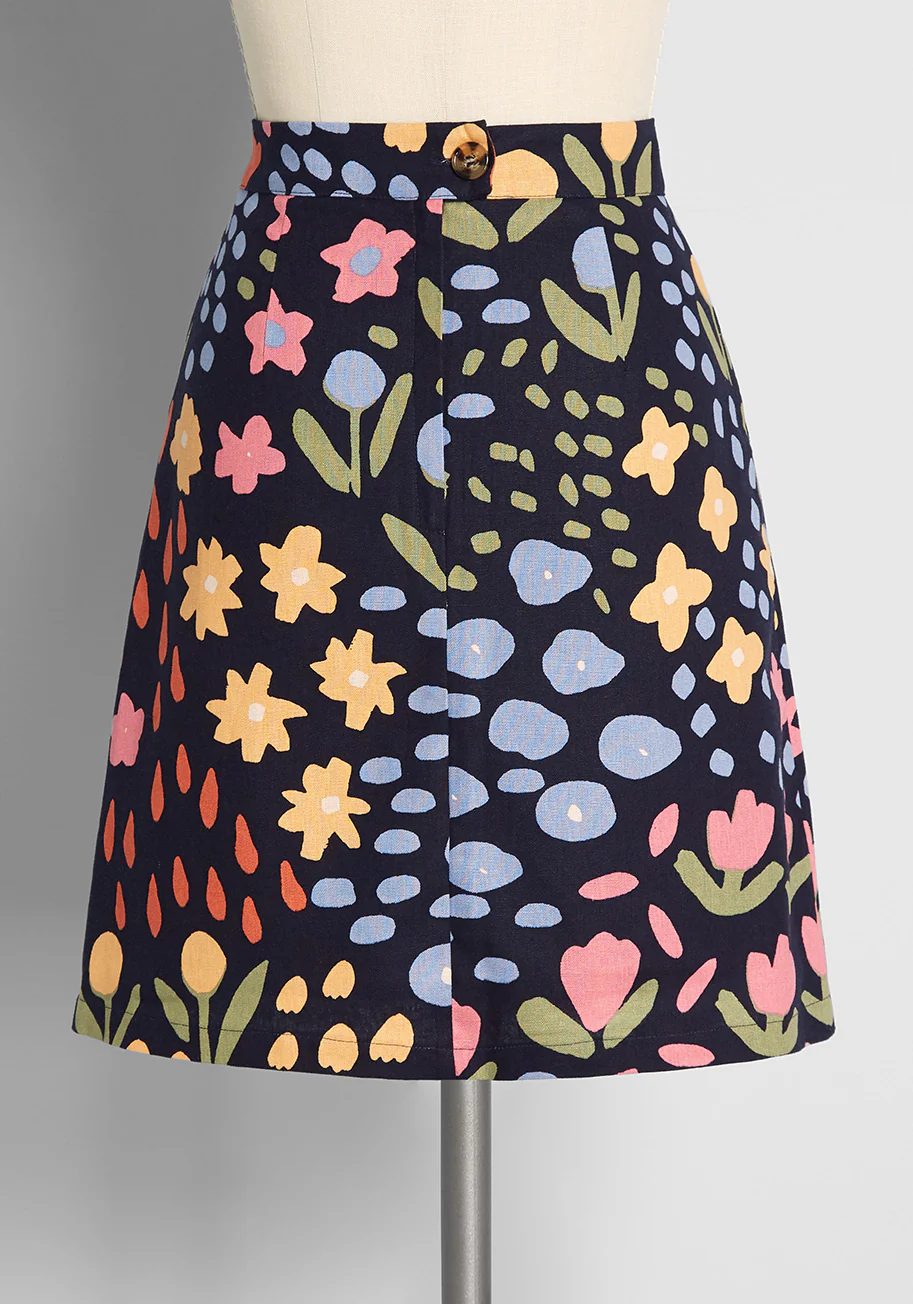 Abstract Flower Garden Mini Skirt - Olabens