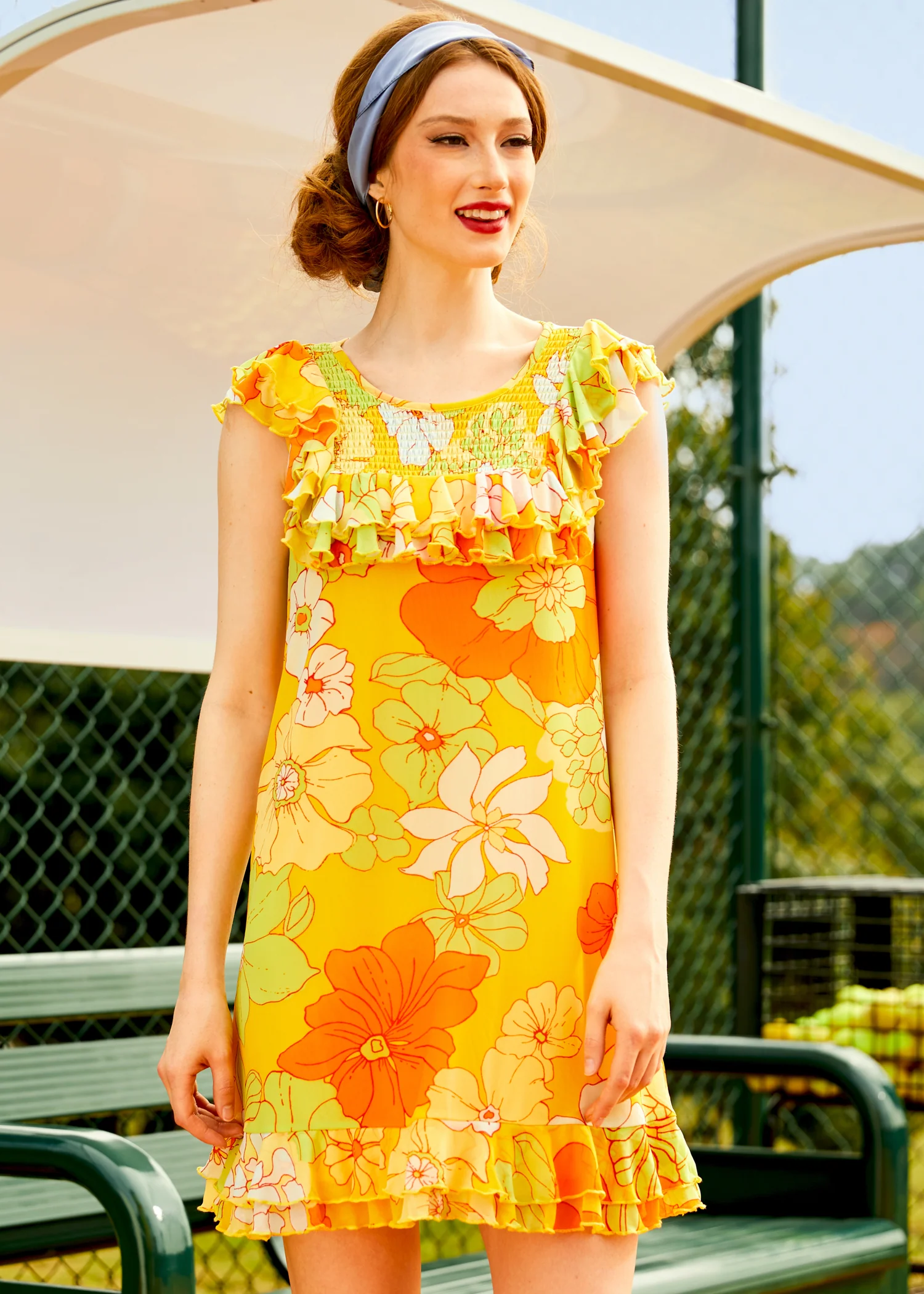 That Tropical 'Frilling' Mesh Mini Dress - Olabens