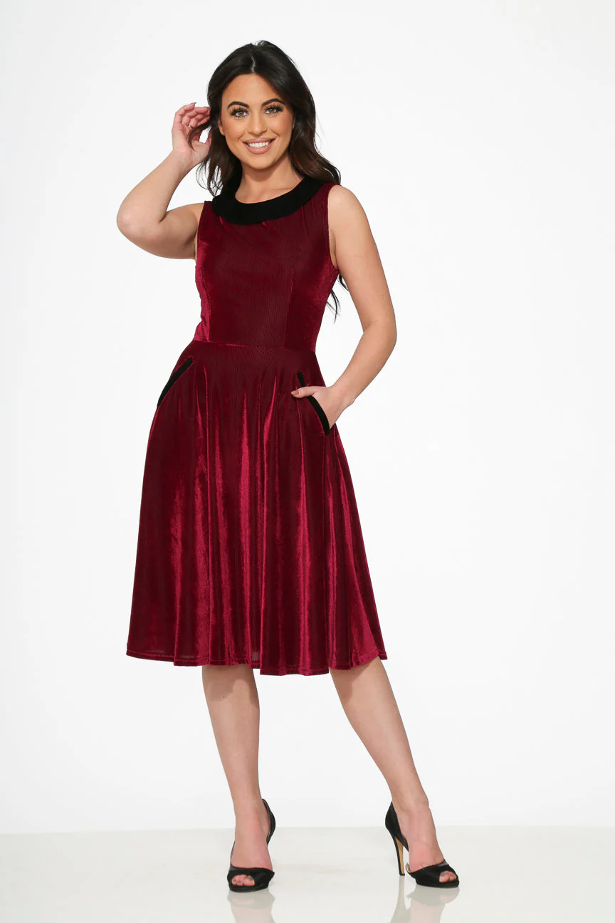 Purple Kurtroy with Black Collor Swing Dress - Olabens