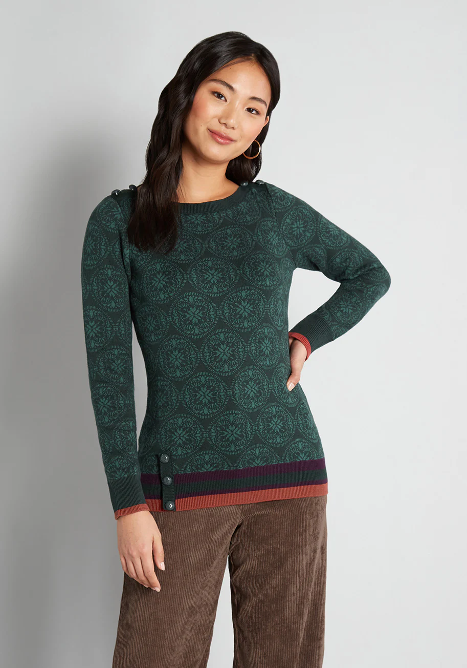 An Evergreen Scene Pullover Sweater - Olabens