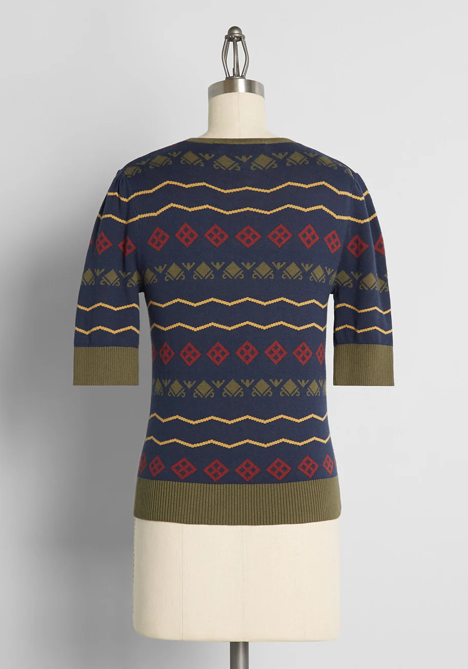 Isnyt x Collectif Pattern of Greatness Fair Isle Knit Top - Olabens