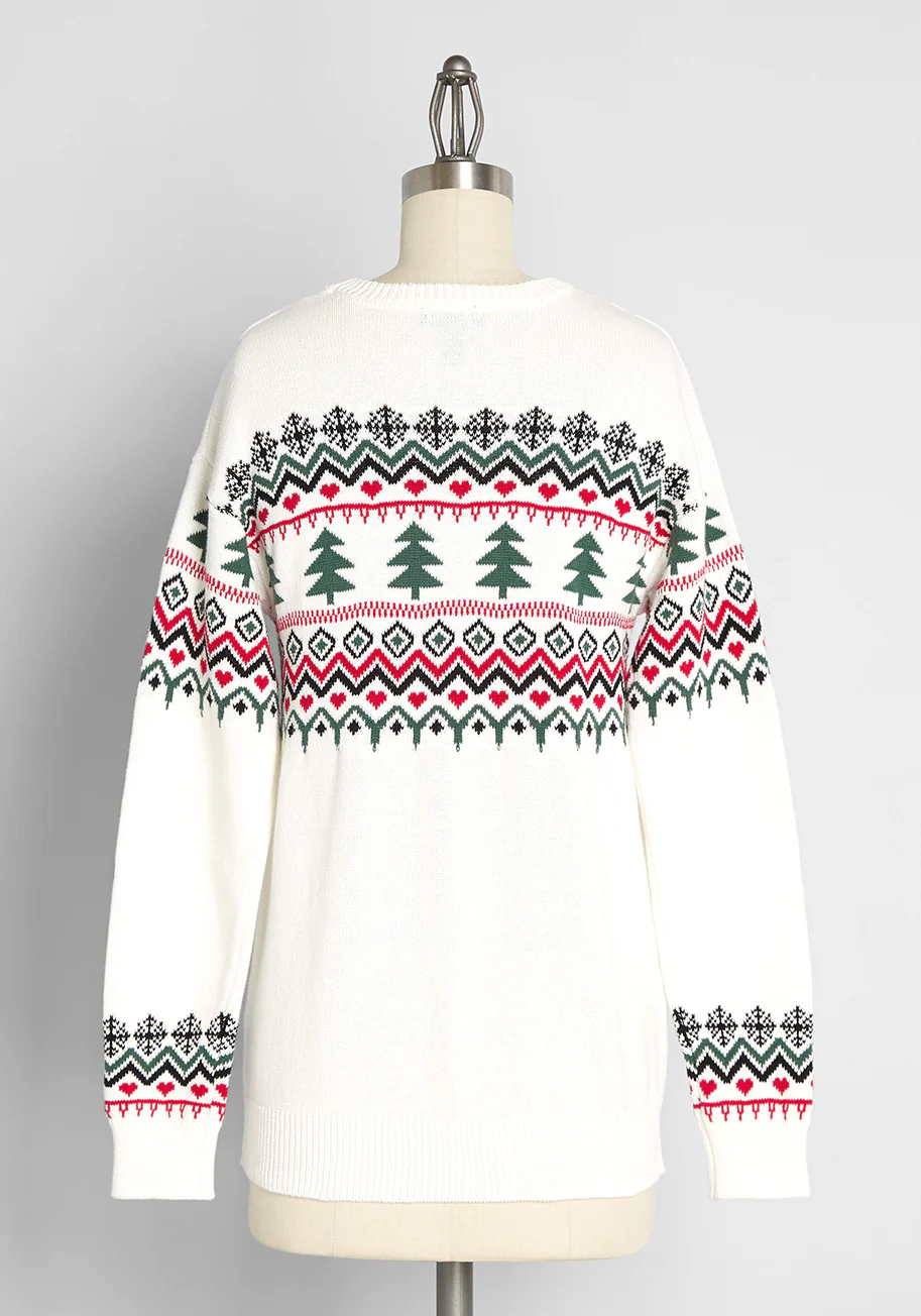 Evergreens and Snowbanks Fair Isle Sweater - Olabens