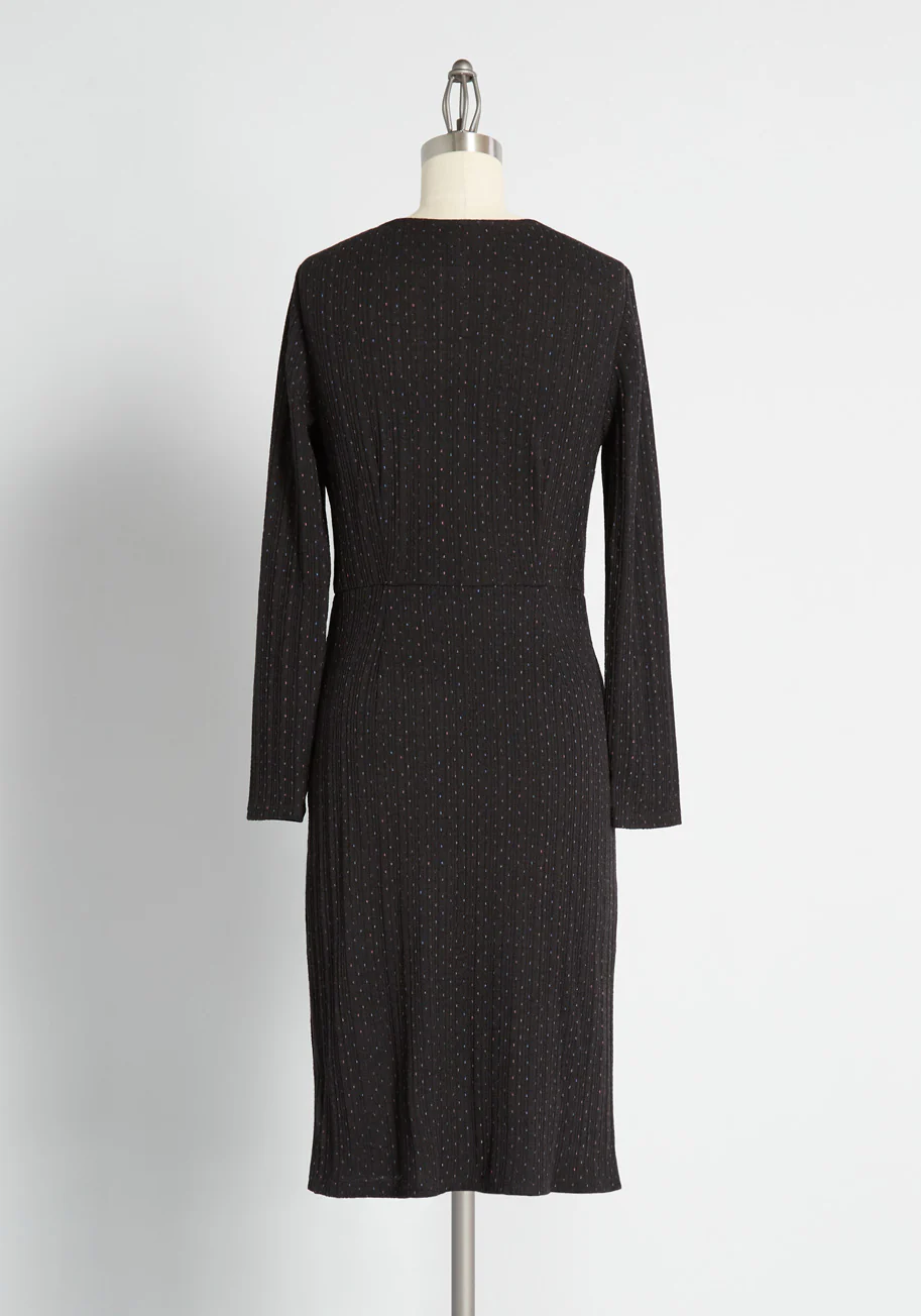 Knit on the Town Faux-Wrap Dress - Olabens