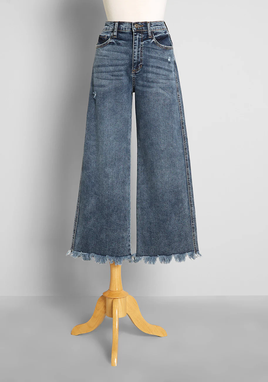 The Way We Tore Cropped Wide-Leg Jeans - Olabens