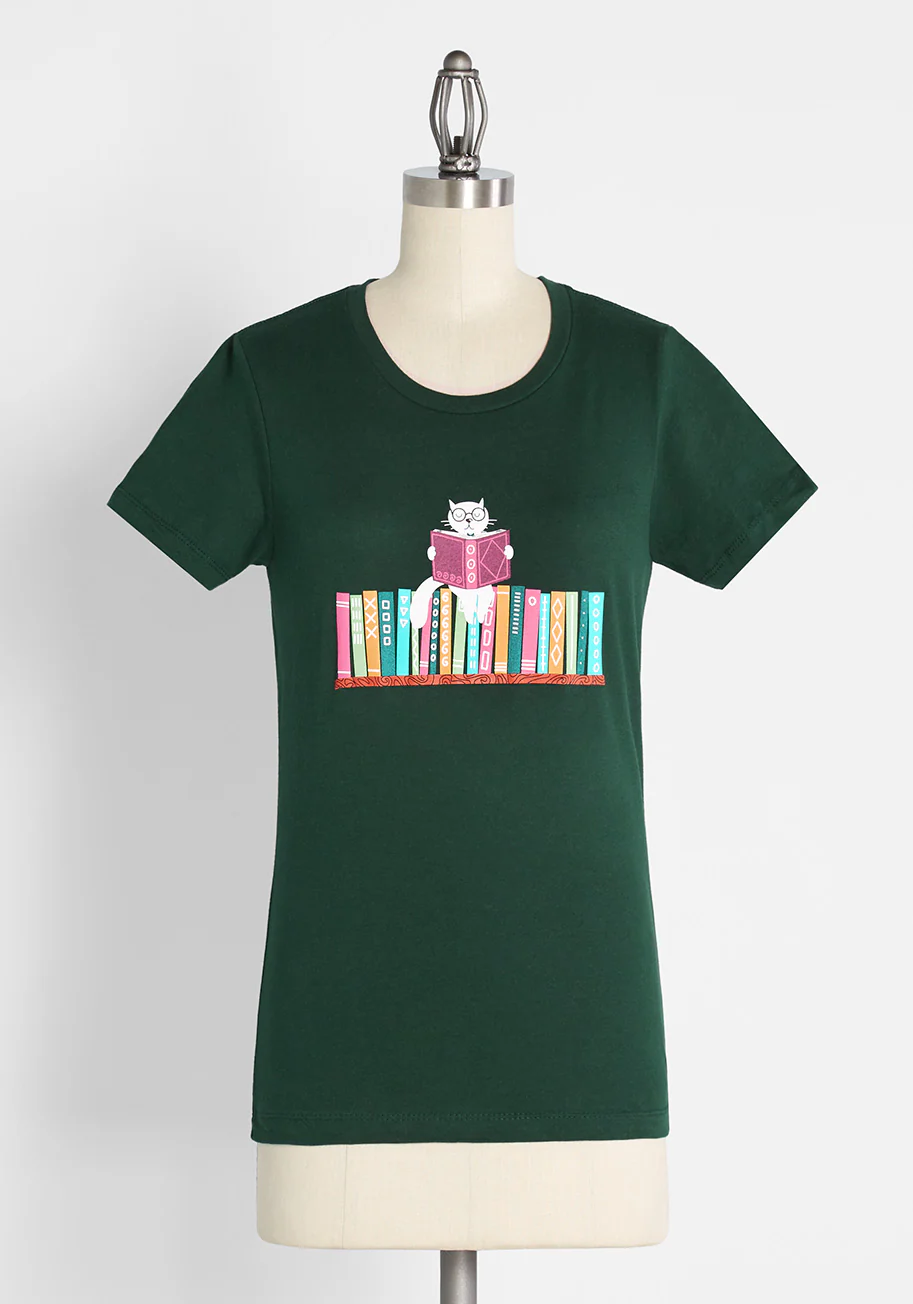 Just Kitten Around The Library Graphic Tee - Olabens