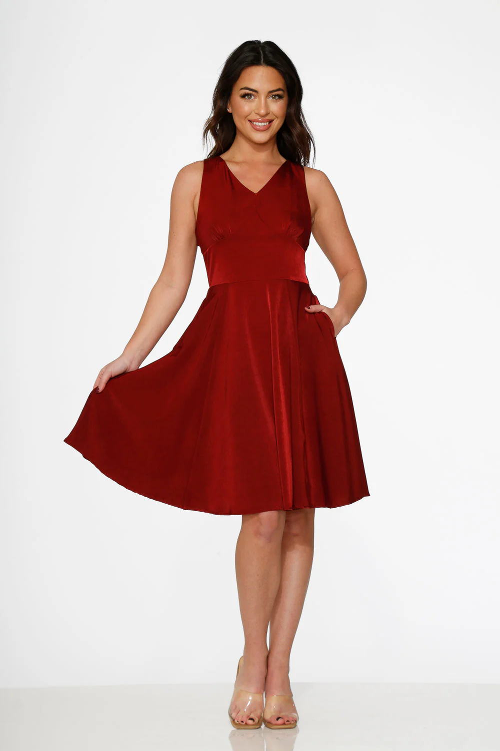 Burgundy Swing Dress - Olabens