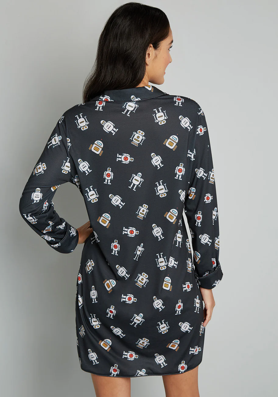 Easy Mornings Long Sleeve Sleep Shirt - Olabens