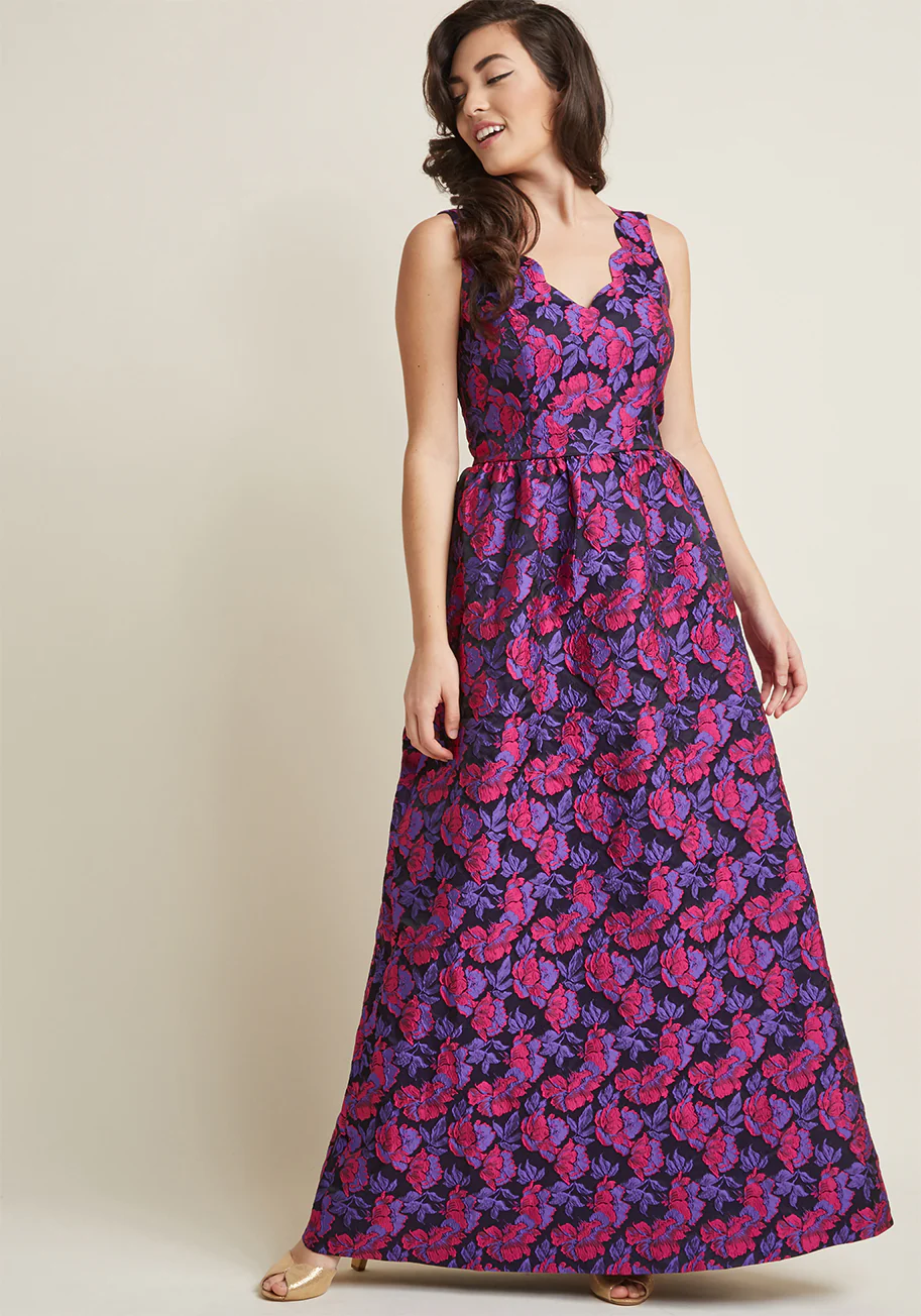 Sleeveless Jacquard Maxi Dress - Olabens