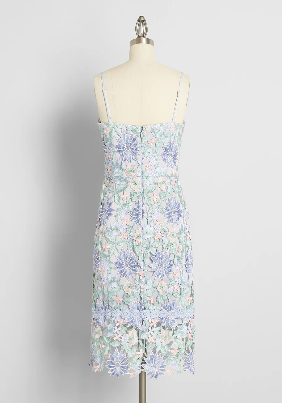 Blooming in Summer Love and Lace Midi Dress - Olabens