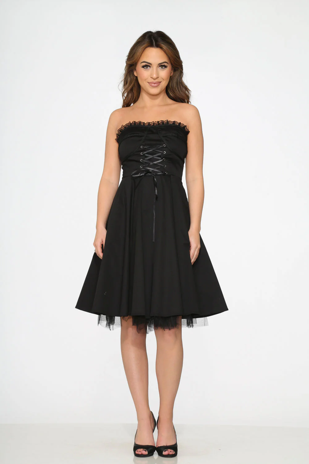 Black Strapless Swing Dress - Olabens
