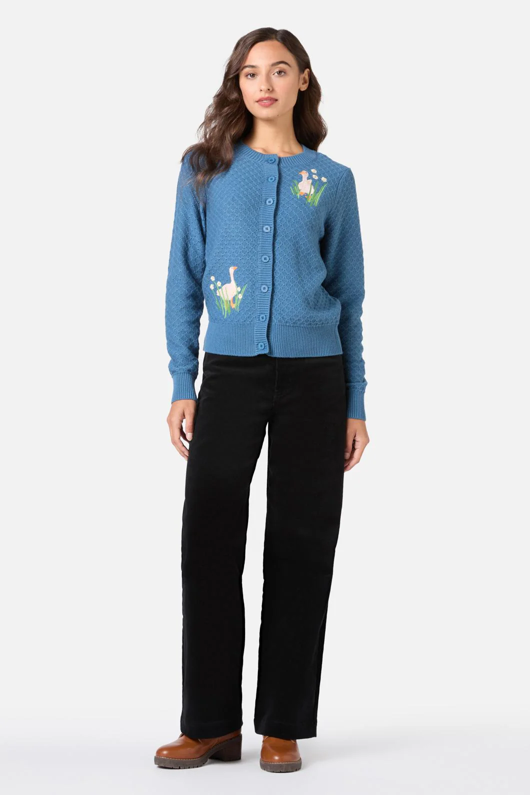 Goose Embroidered Cardigan - Olabens
