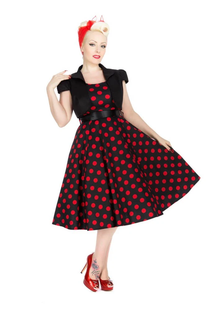 Black & Red Polka Dot Swing Dress - Olabens