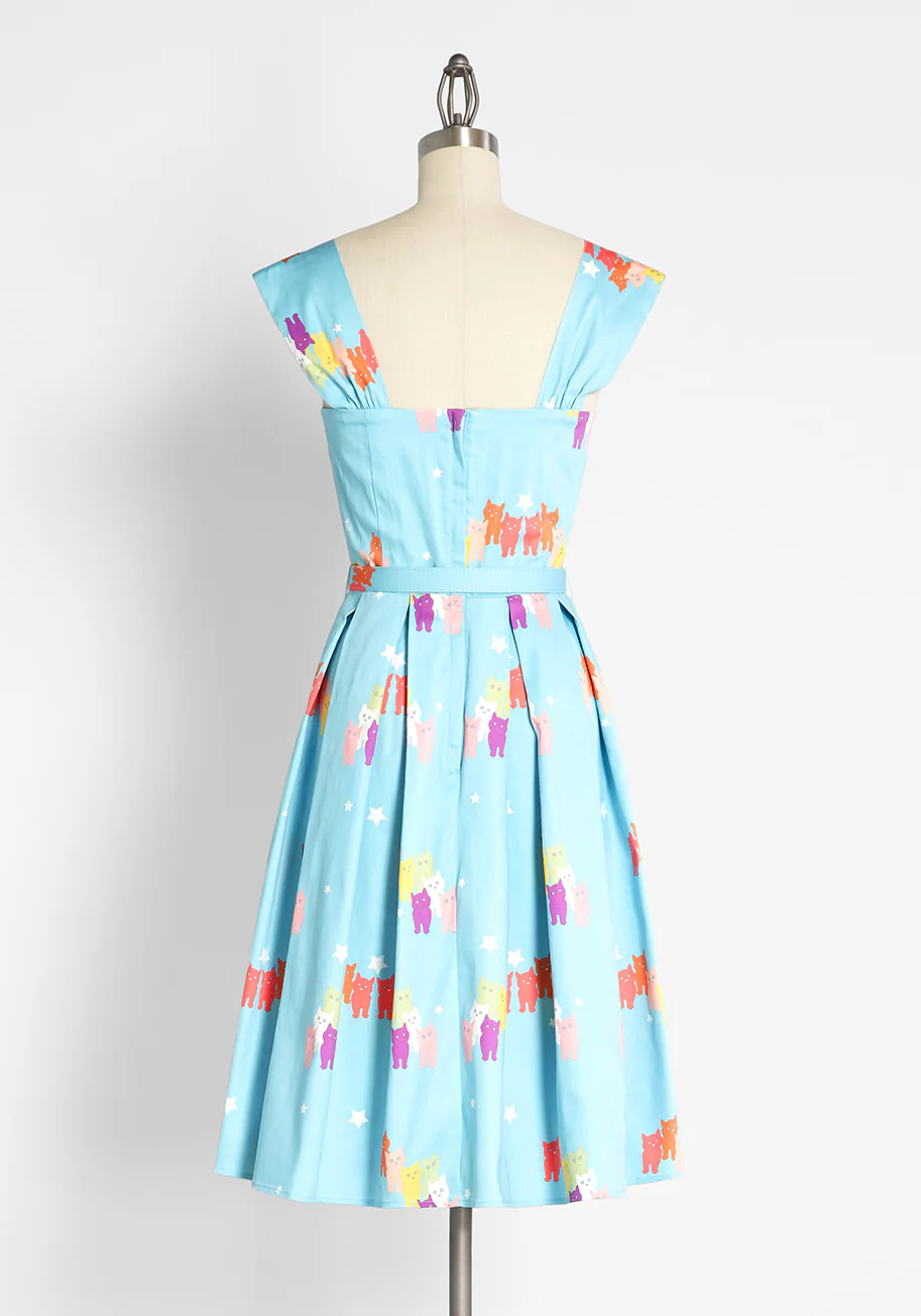 Isnyt X Collectif Cosmically Colorful Cats Swing Dress - Olabens