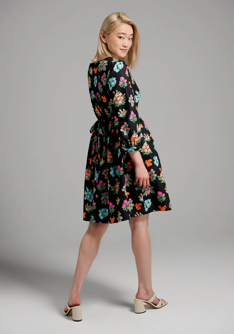 Flower Squirrel Shirt Dress - Olabens