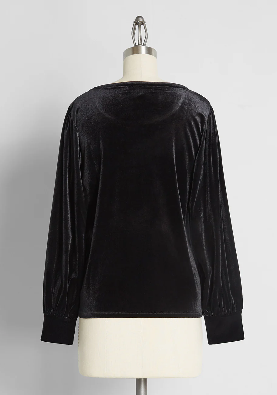 Beyond Basic Velvet Long Sleeve Top - Olabens