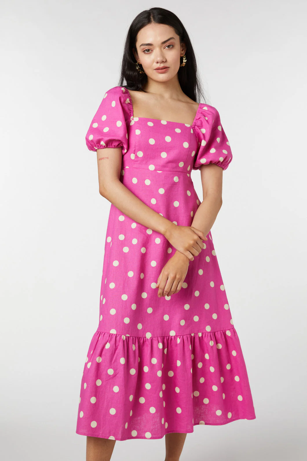 Lucy Polka Dot Midi Dress - Olabens
