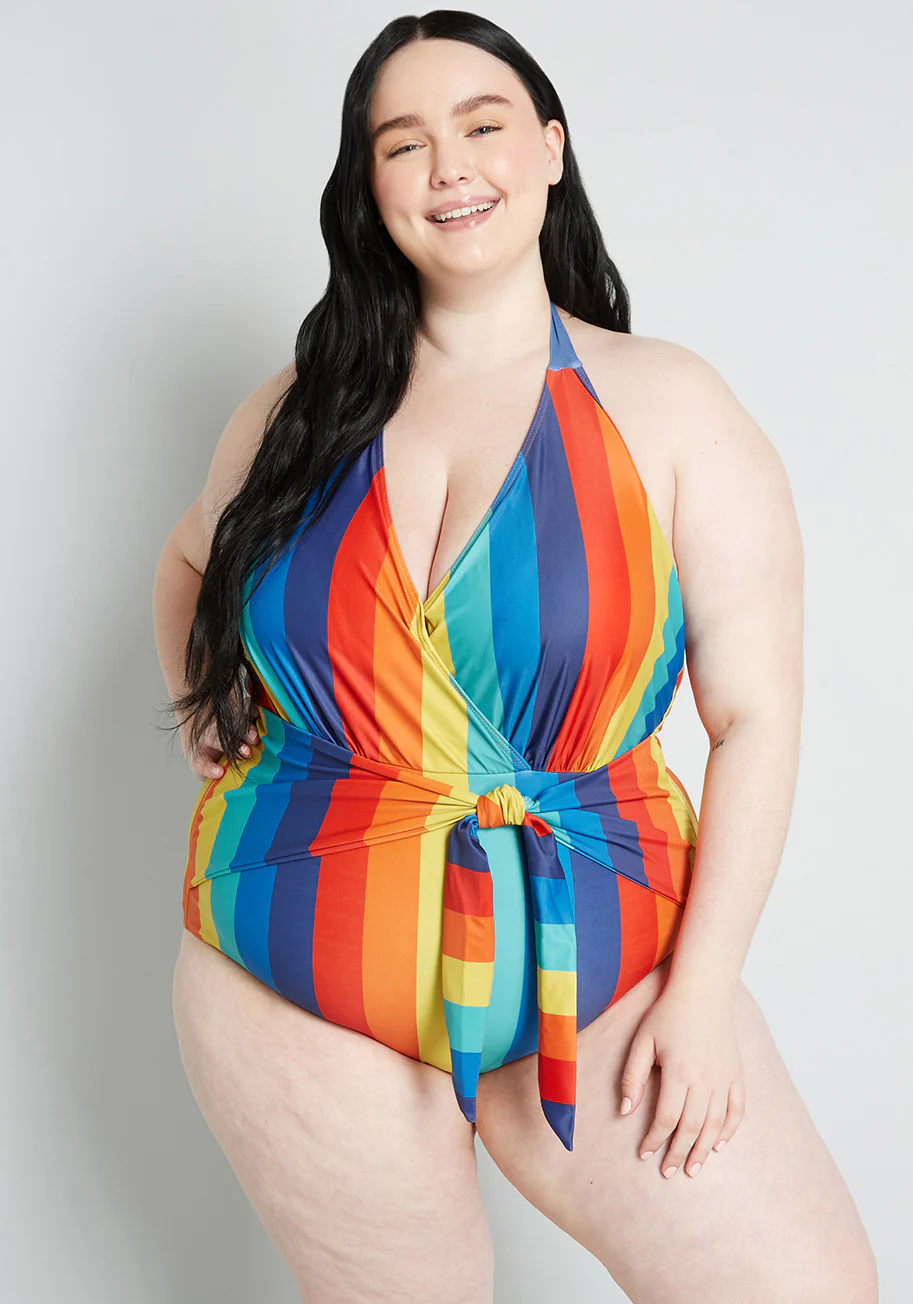 Isnyt x Collectif The Brooke One-Piece Swimsuit in Rainbow Stripes - Olabens