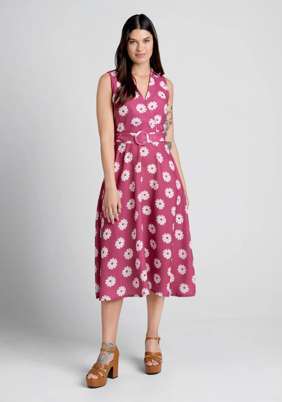 Cover Me In Daisies Midi Dress - Olabens