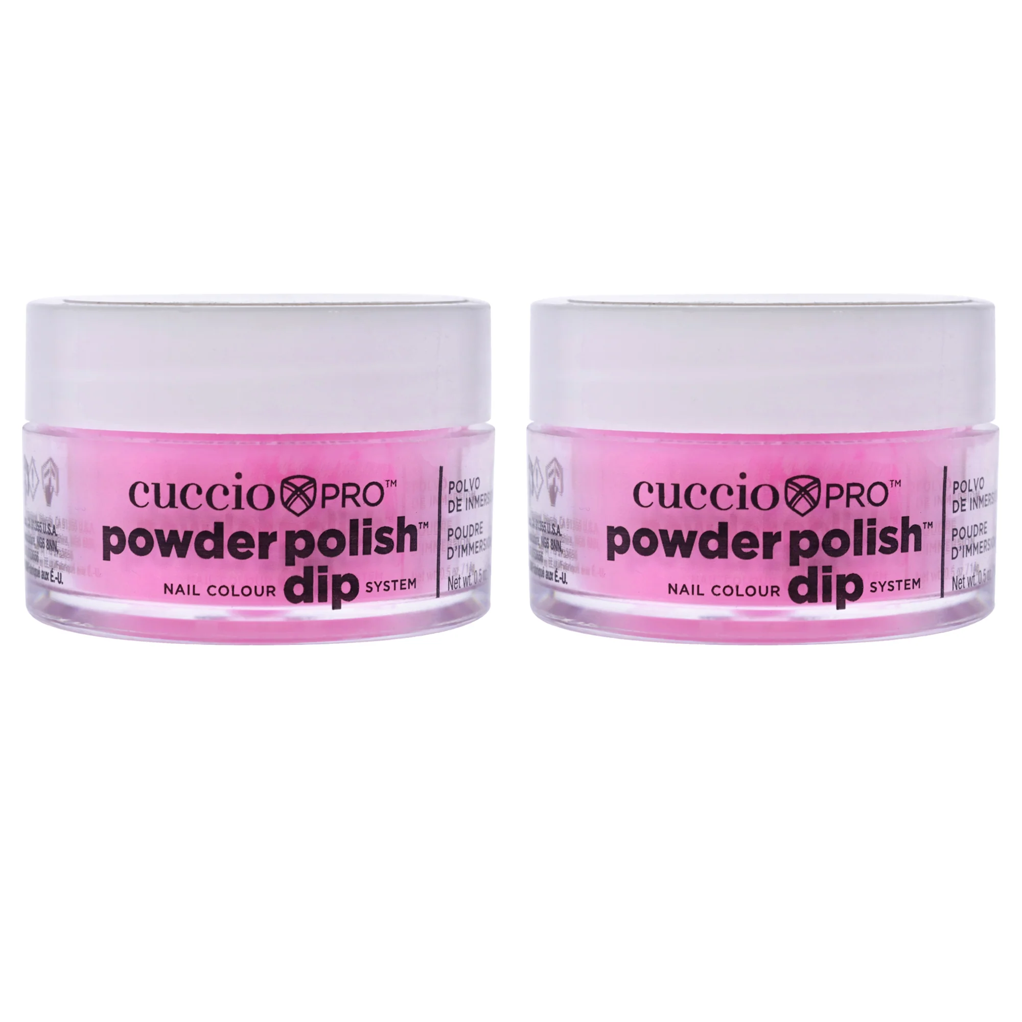 Pro Powder Polish Nail Colour Dip System - Bright Neon Pink by Cuccio Pro for Women - 0.5 oz Nail Powder - Pack of 2 - Olabens